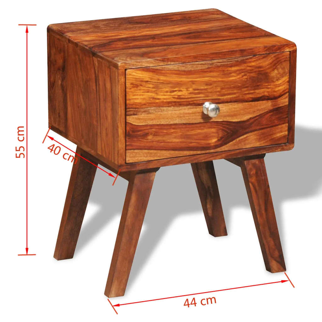 vidaXL Naktinis staliukas, su stalčiu, 55 cm, masyvi akac. med.