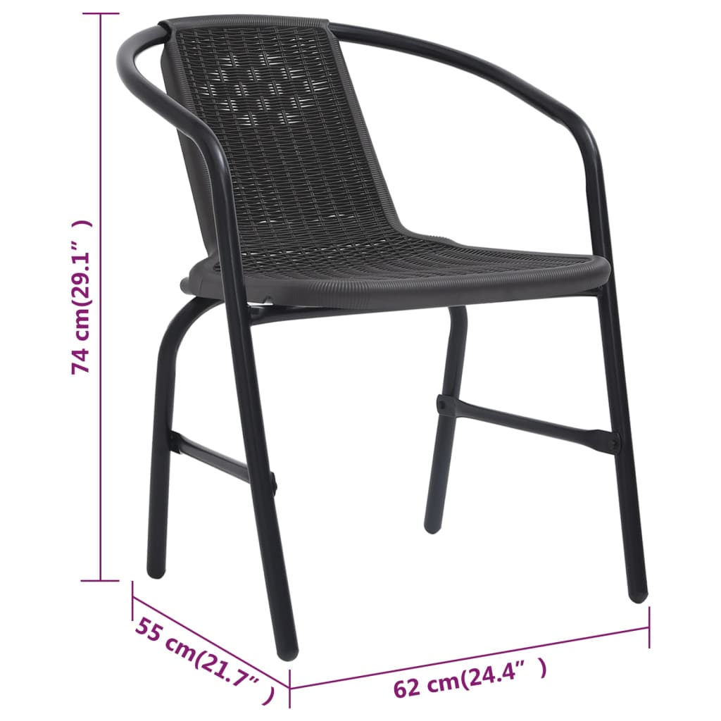 vidaXL Sodo kėdės, 6vnt., plastikinis ratanas ir plienas, 110kg