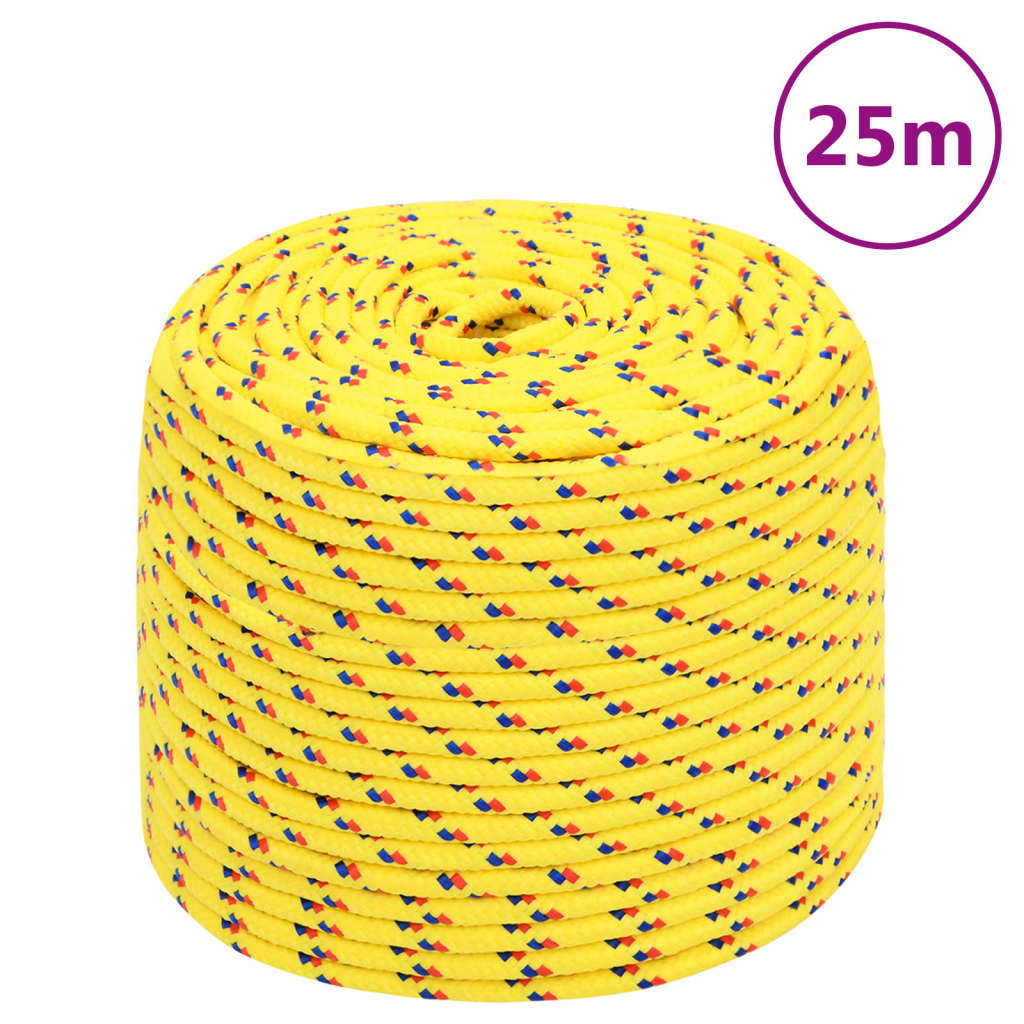 vidaXL Valties virvė, geltonos spalvos, 6mm, 25m, polipropilenas