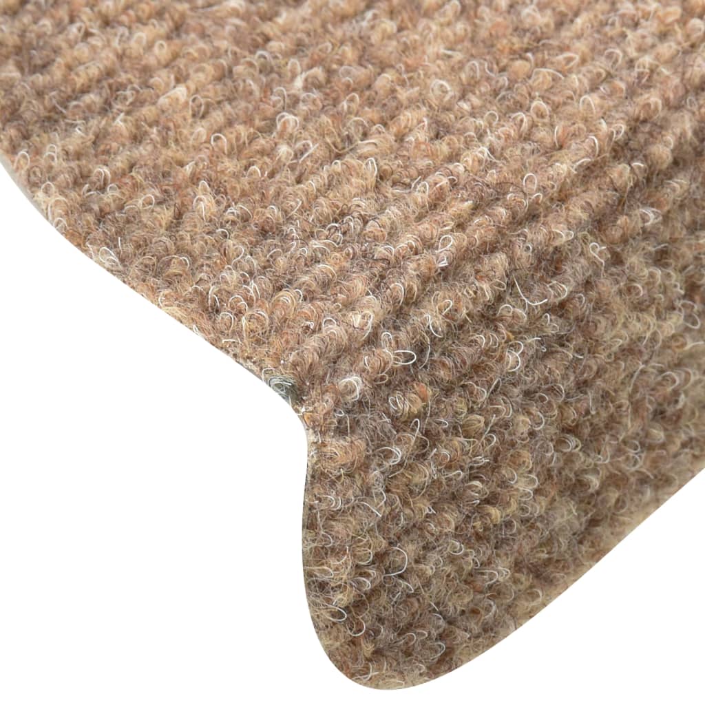 vidaXL Lipnūs laiptų kilimėliai, 15vnt., kreminės spalvos, 65x21x4cm