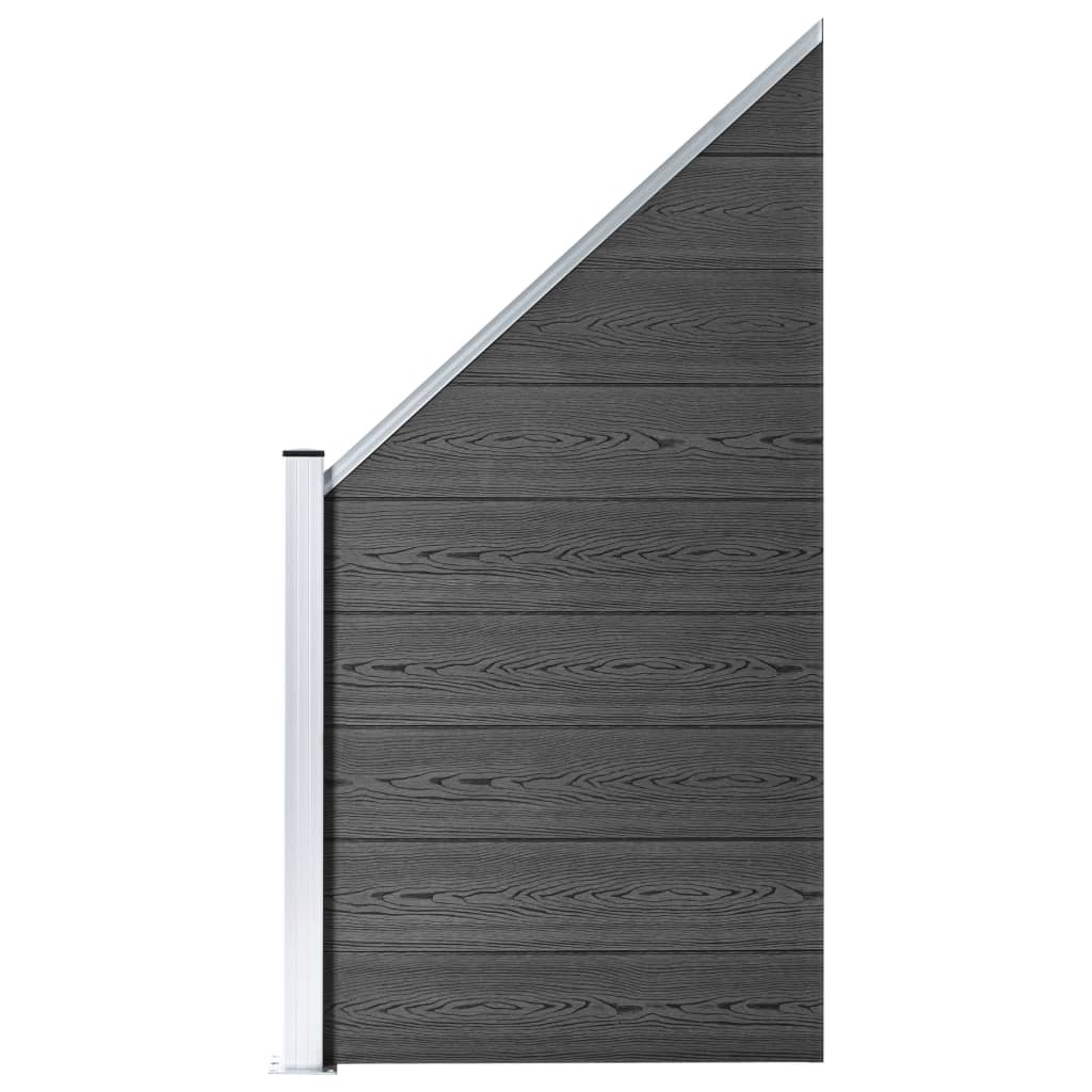 vidaXL Tvoros segmentų rinkinys, juodos spalvos, 619x(105-186)cm, WPC
