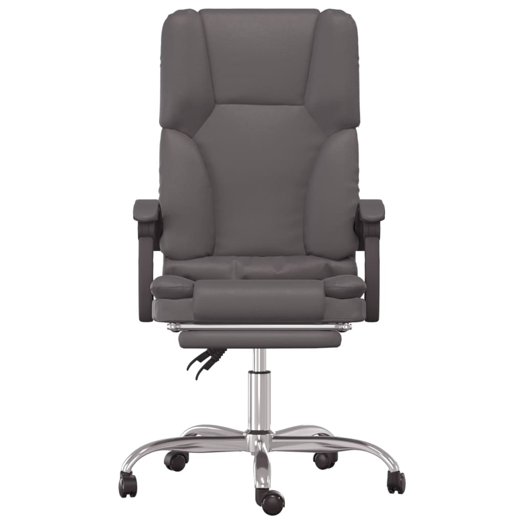 vidaXL Atlošiama masažinė biuro kėdė, pilkos spalvos, dirbtinė oda