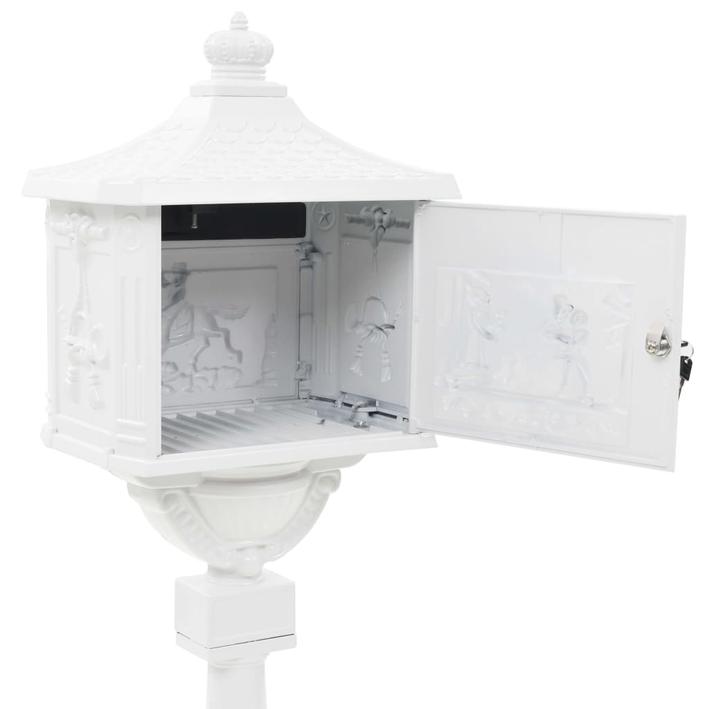 vidaXL Pašto dėžutė, aliuminis, vintažinio stil., nerūdijanti, balta