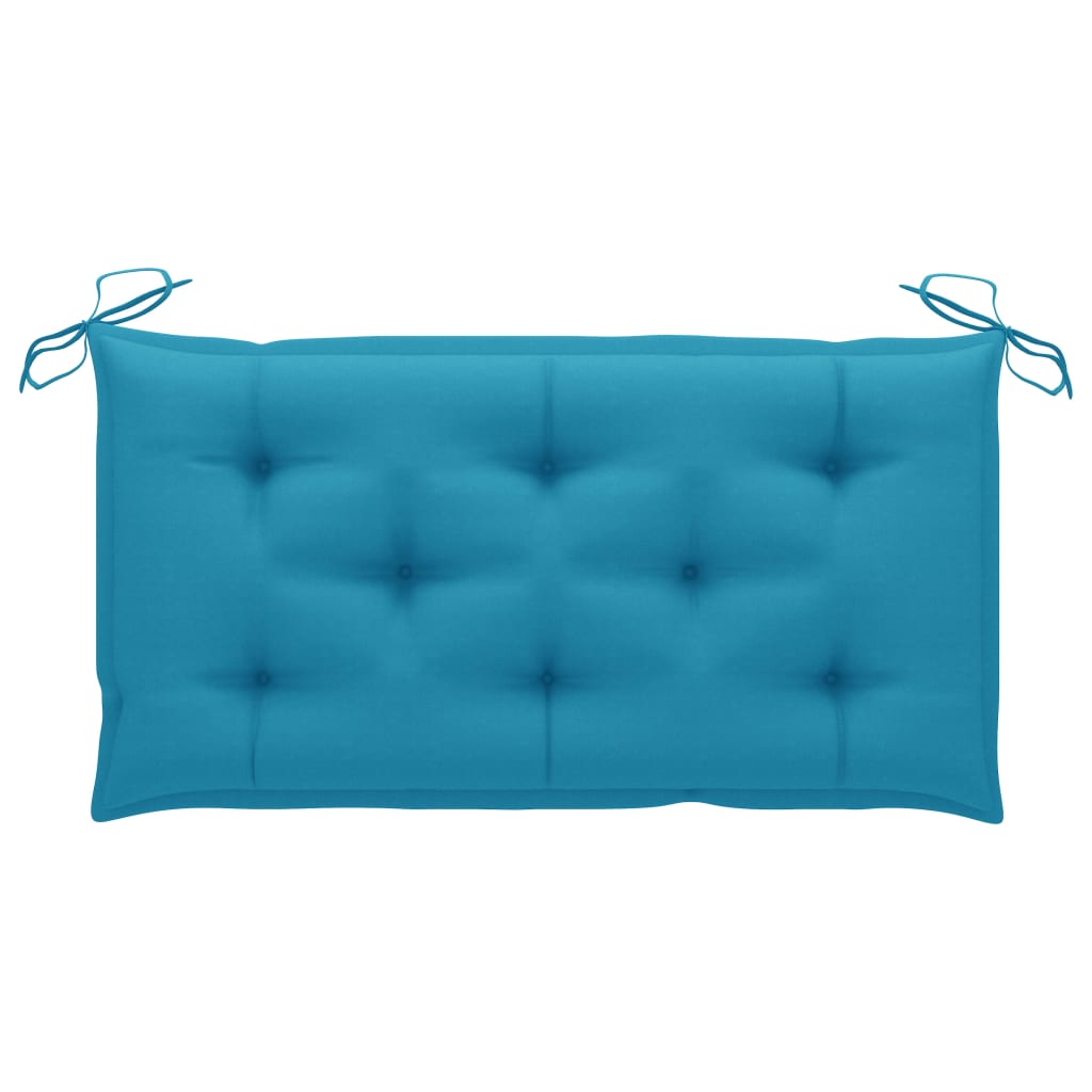 vidaXL Sodo suoliukas su šviesiai mėlyna pagalvėle, 112cm, tikmedis