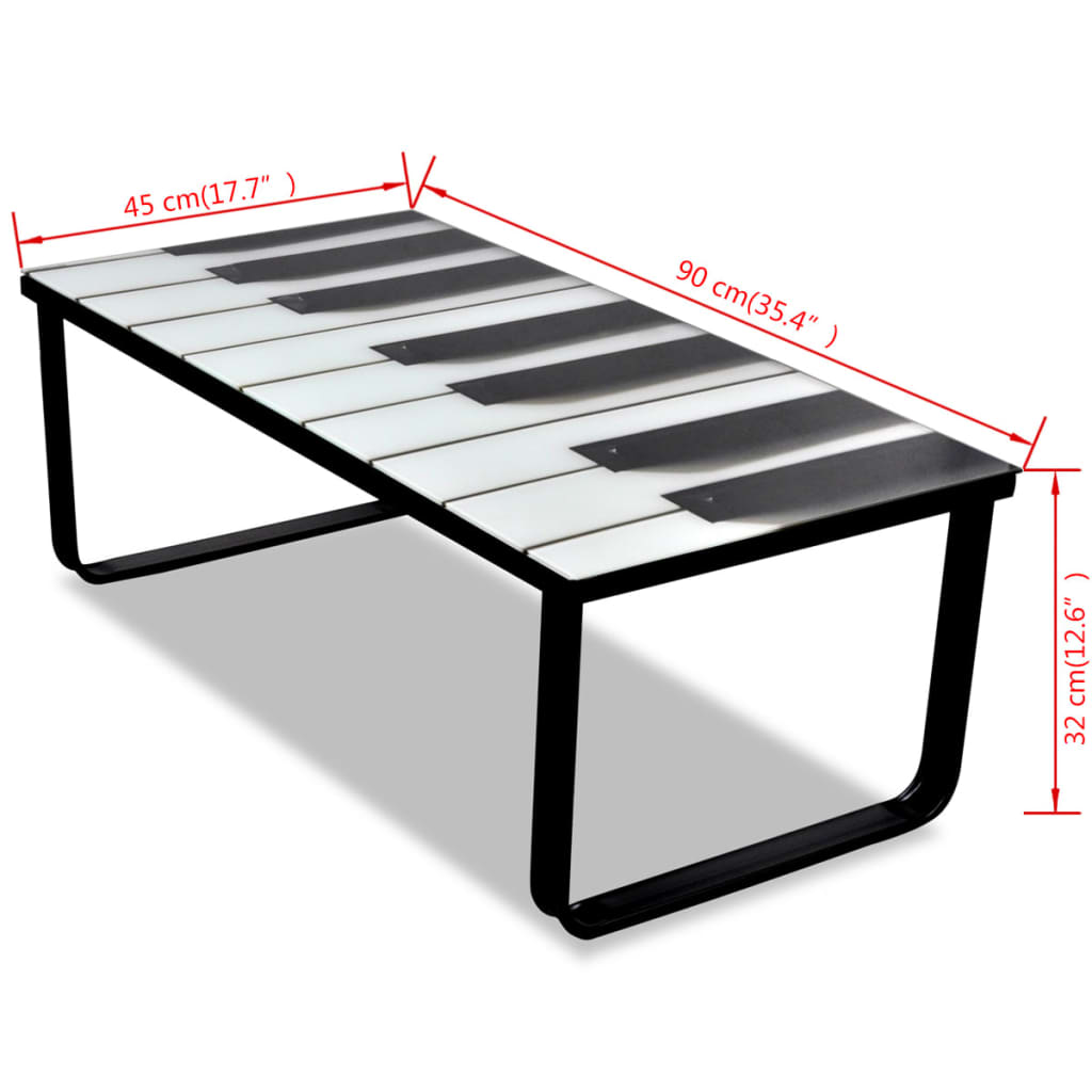 vidaXL Kavos staliukas su stikliniu pianino stalviršiu