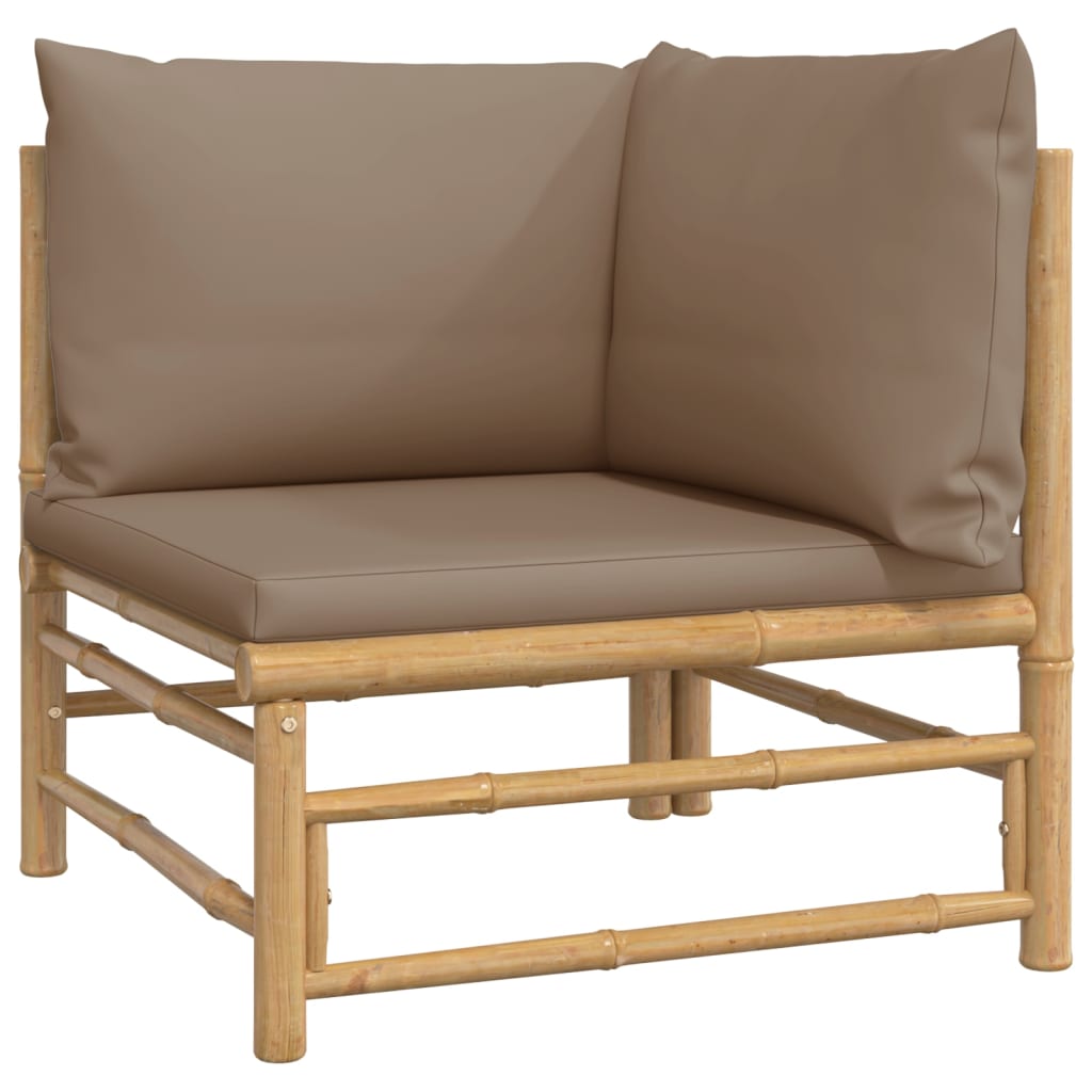 vidaXL Sodo komplektas su taupe pagalvėlėmis, 2 dalių, bambukas