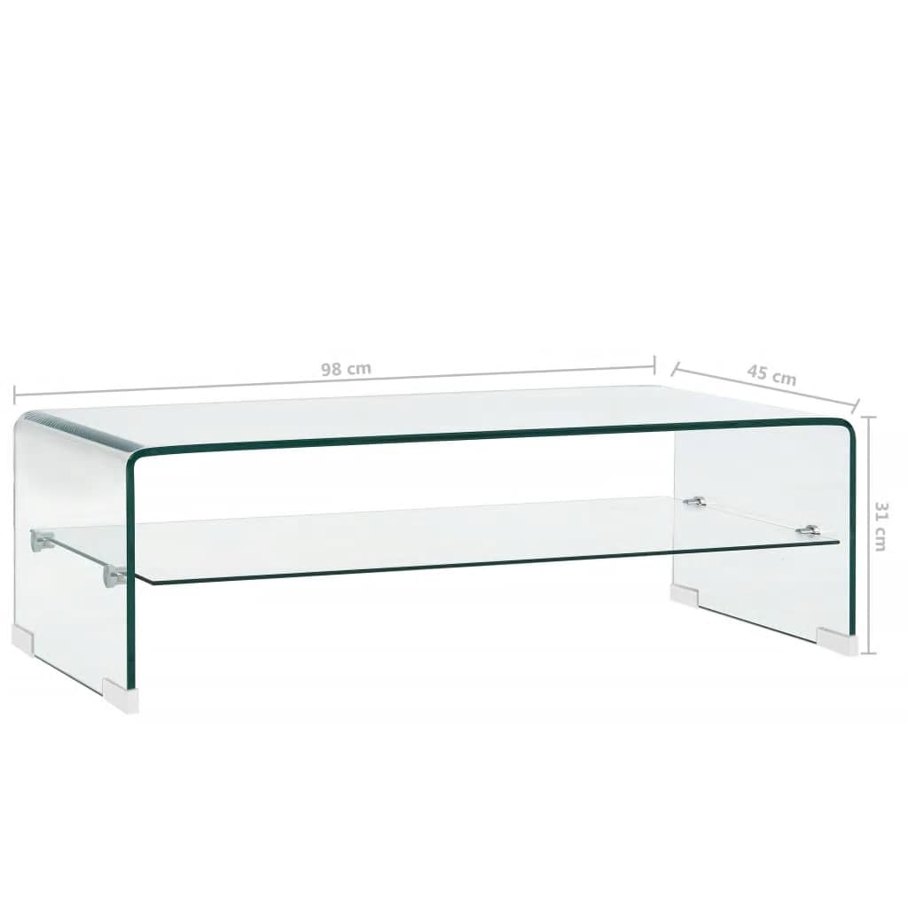 vidaXL Kavos staliukas, skaidrus, 98x45x31 cm, grūdintas stiklas