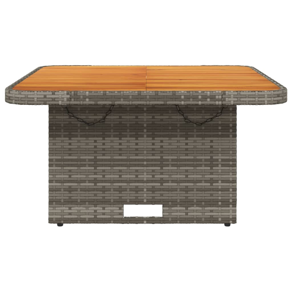 vidaXL Sodo stalas, pilkas, 80x80x71cm, poliratanas/akacijos mediena