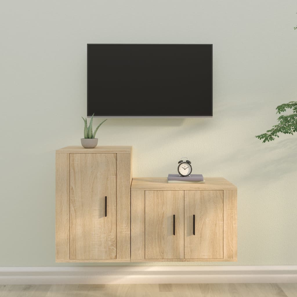 vidaXL Televizoriaus spintelių komplektas, 2 dalių, ąžuolo, mediena