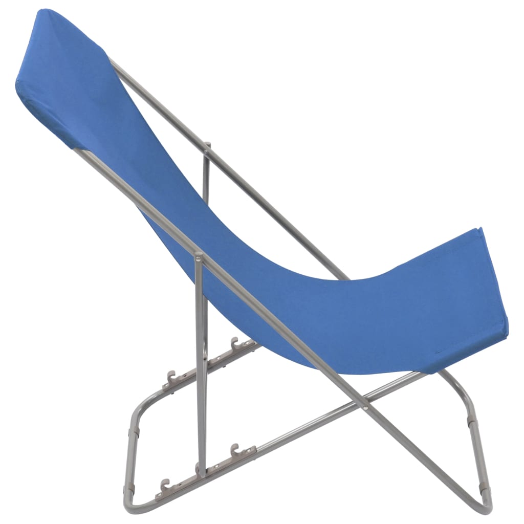 vidaXL Sulankstomos paplūdimio kėdės, 2vnt., mėlynos, plienas, audinys