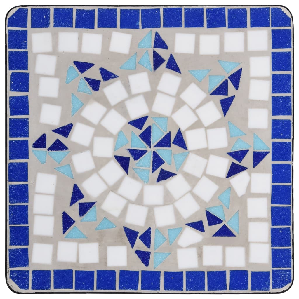 vidaXL Mozaikinis šoninis staliukas, mėlynas ir baltas, keramika