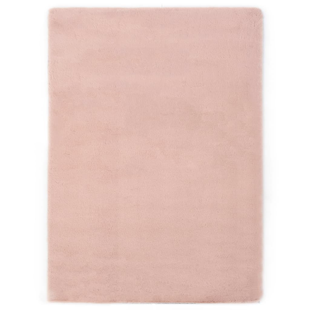vidaXL Kilimas, rožinės spalvos, 160x230 cm, dirbtinis triušio kailis