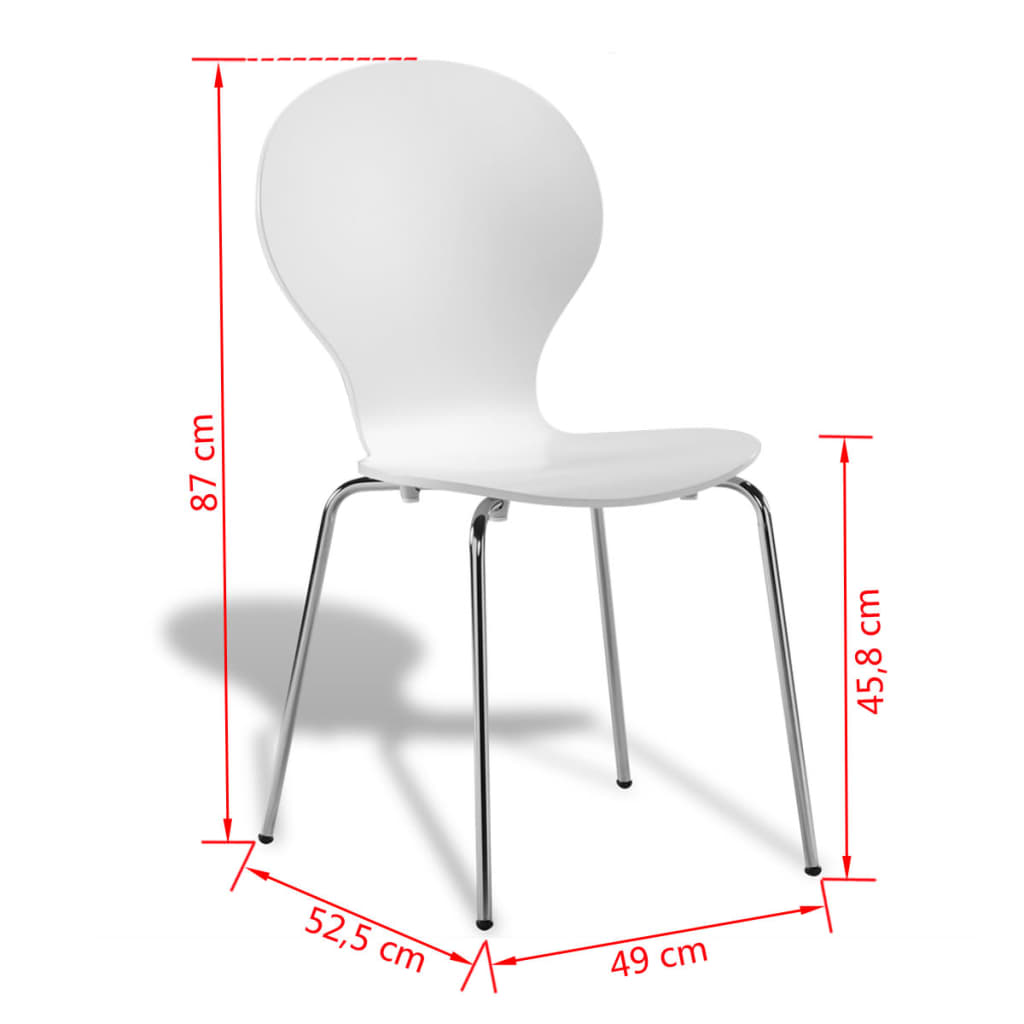 vidaXL Valgomojo kėdės, 6vnt., baltos spalvos, plastikas