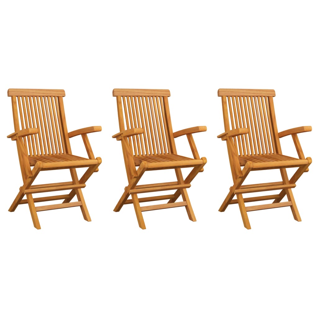 vidaXL Sodo kėdės, 3vnt., tikmedžio medienos masyvas