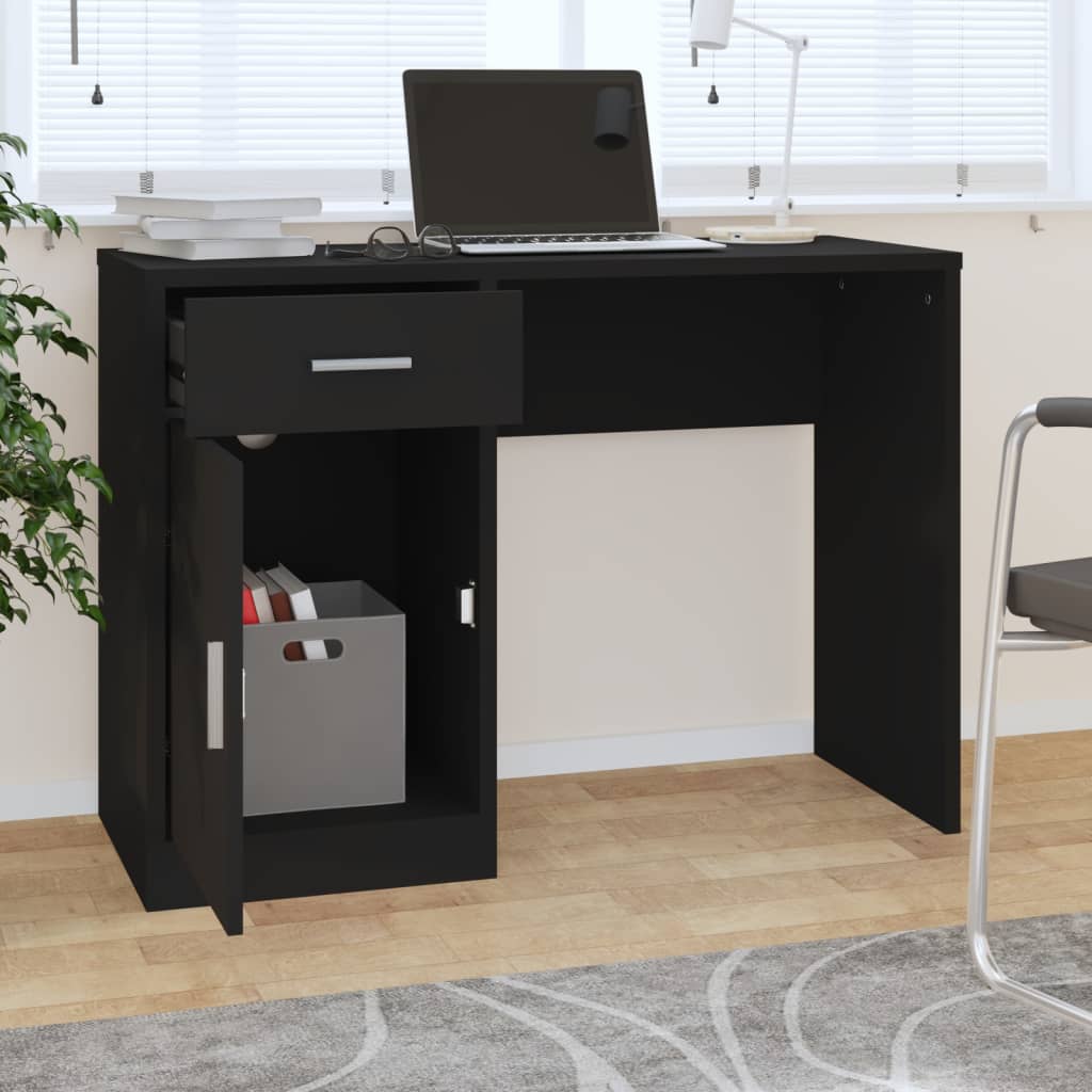 vidaXL Rašomasis stalas, juodas, 100x40x73cm, mediena