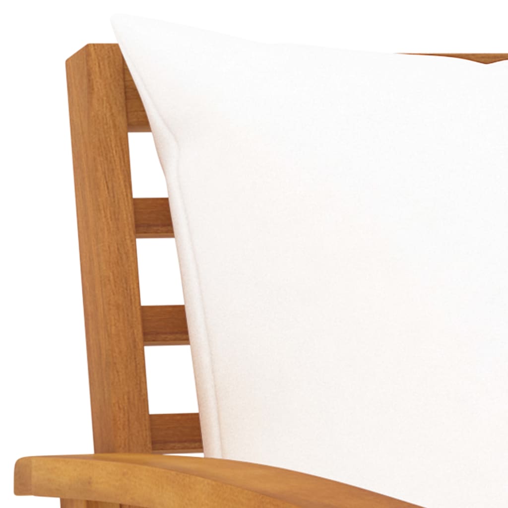 vidaXL Sodo kėdės su kreminėmis pagalvėmis, 2vnt., akacijos masyvas