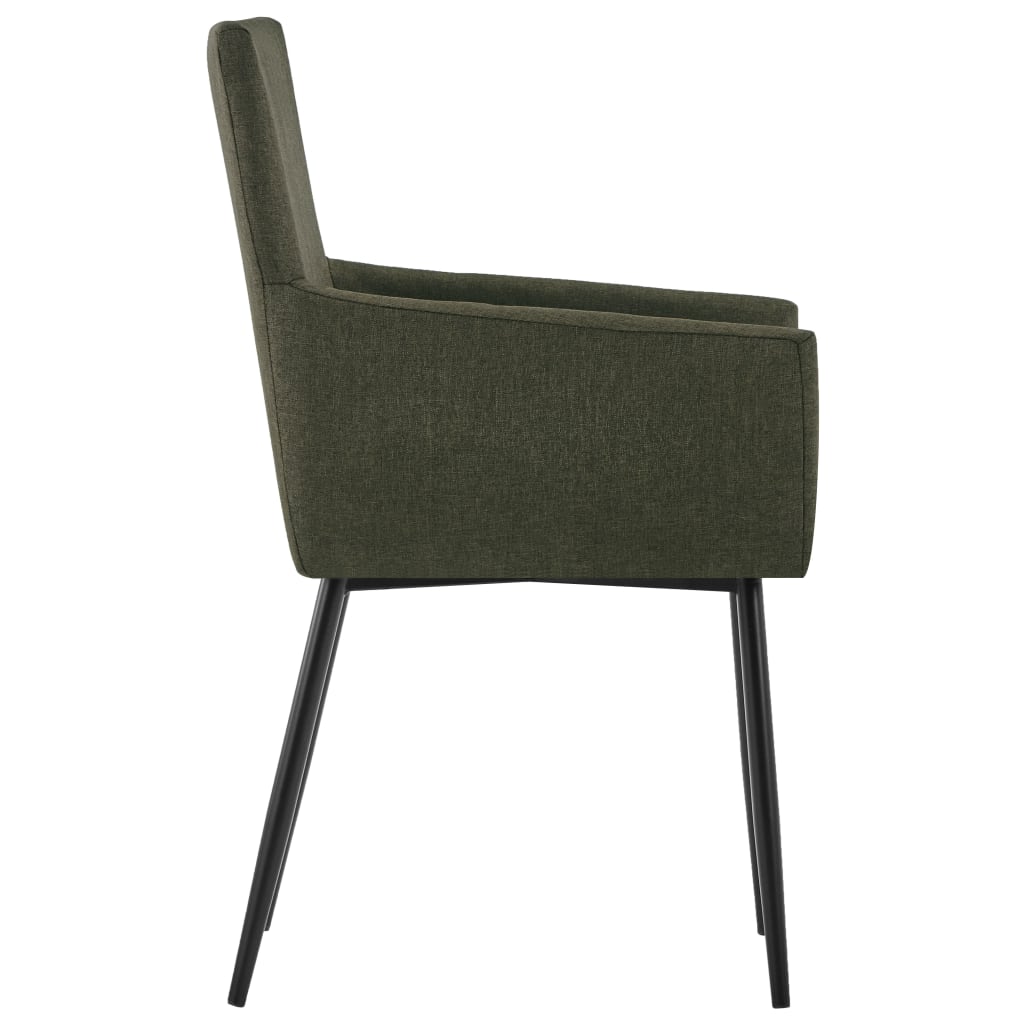 vidaXL Valgomojo kėdės su porankiais, 6vnt., rudos spalvos, audinys