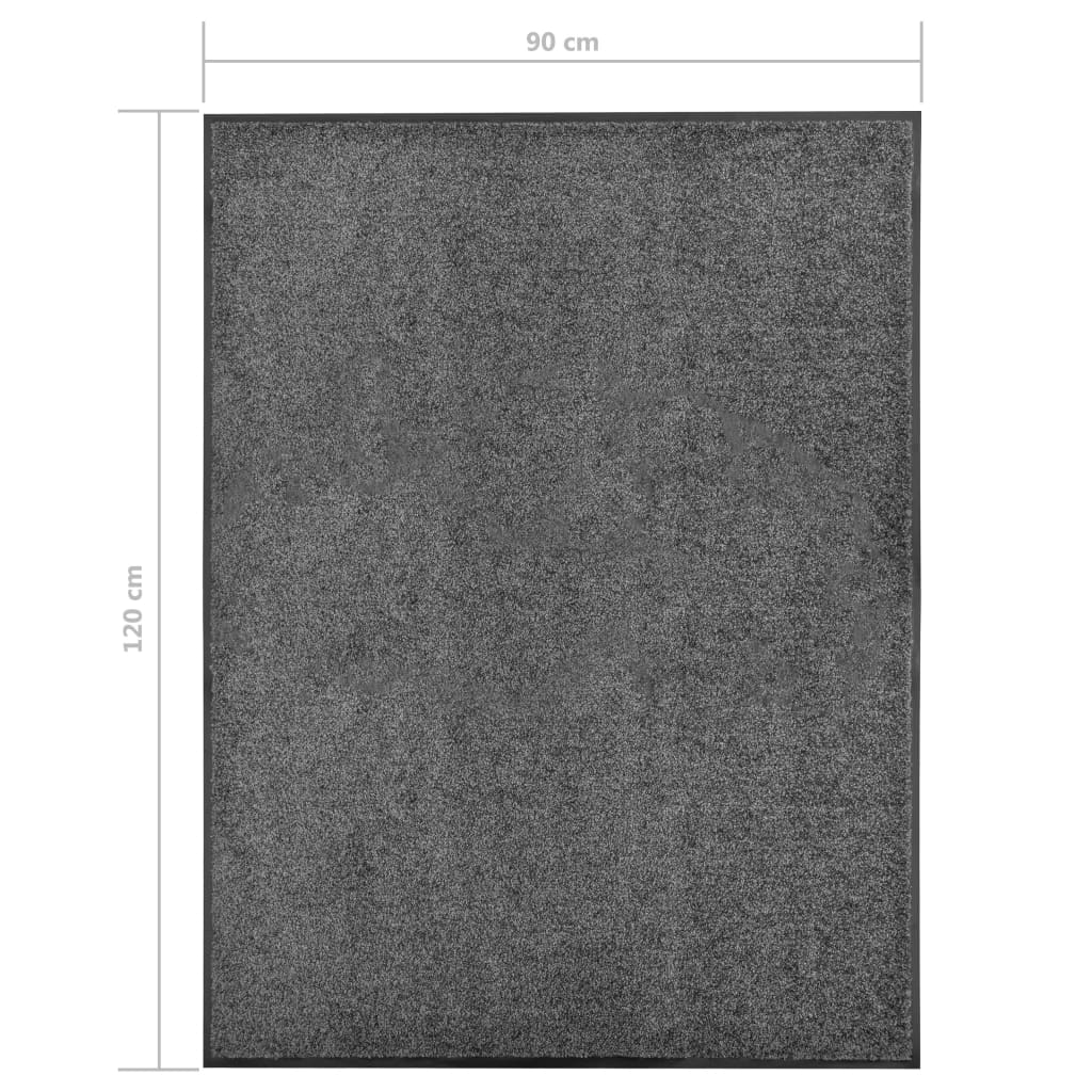 vidaXL Durų kilimėlis, antracito spalvos, 90x120cm, plaunamas
