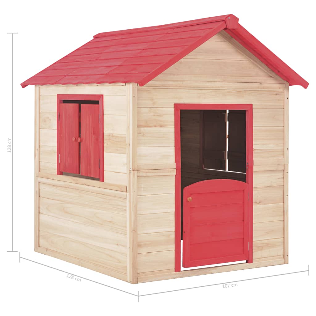 vidaXL Vaikų žaidimų namelis, raudonas, eglės mediena