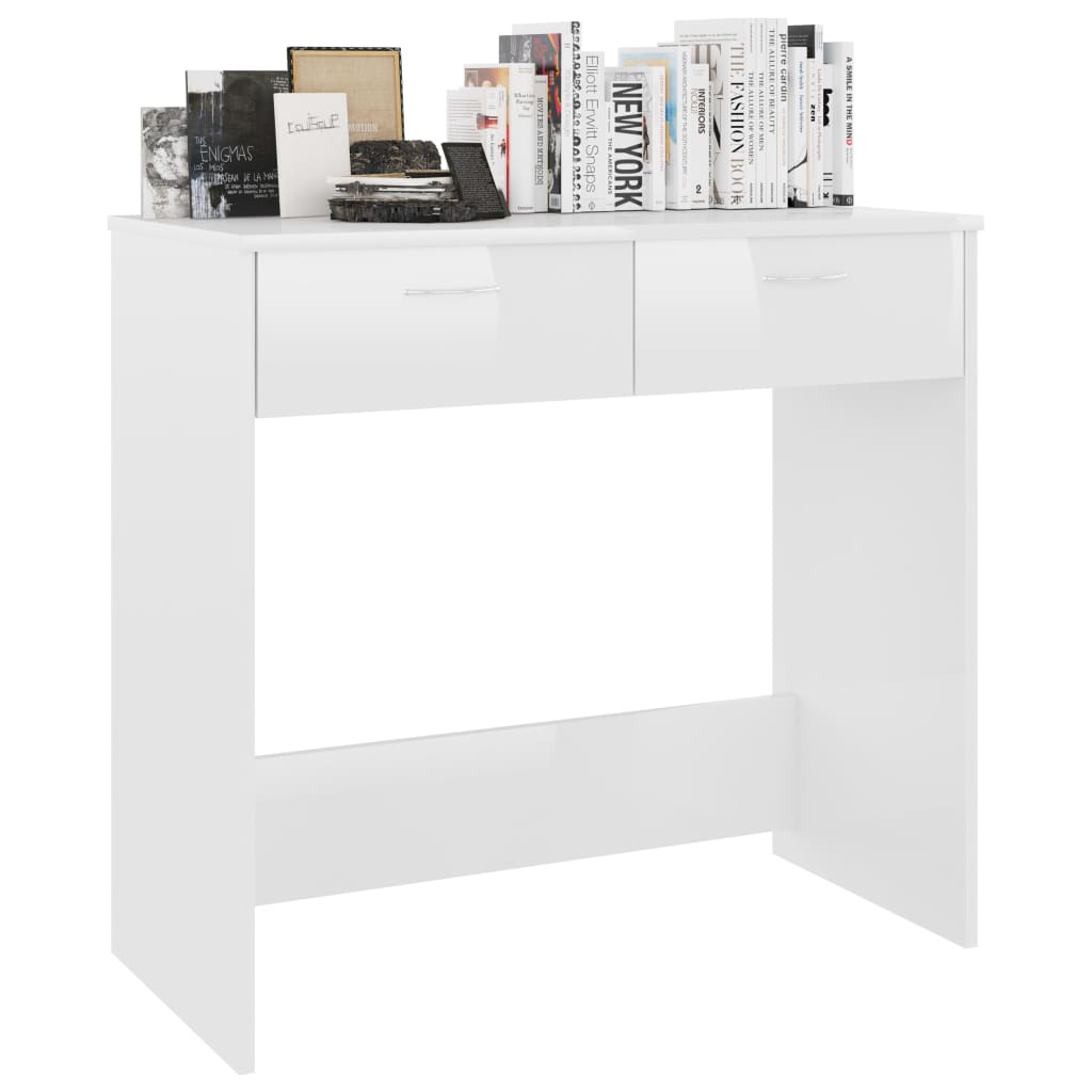 vidaXL Rašomasis stalas, baltos spalvos, 80x40x75cm, MDP, ypač blizgus