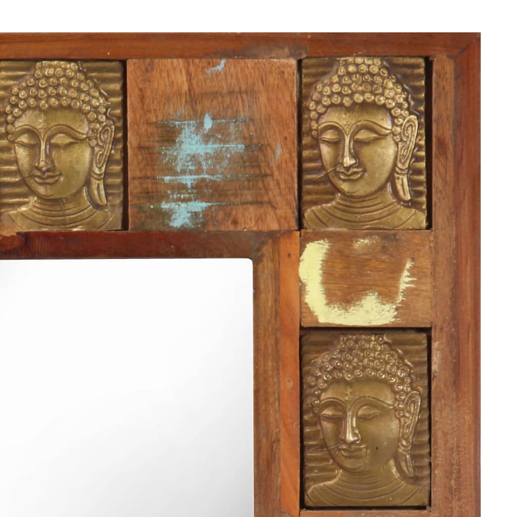 vidaXL Veidrodis su Budos galvomis, 50x80cm, perdirbta mediena