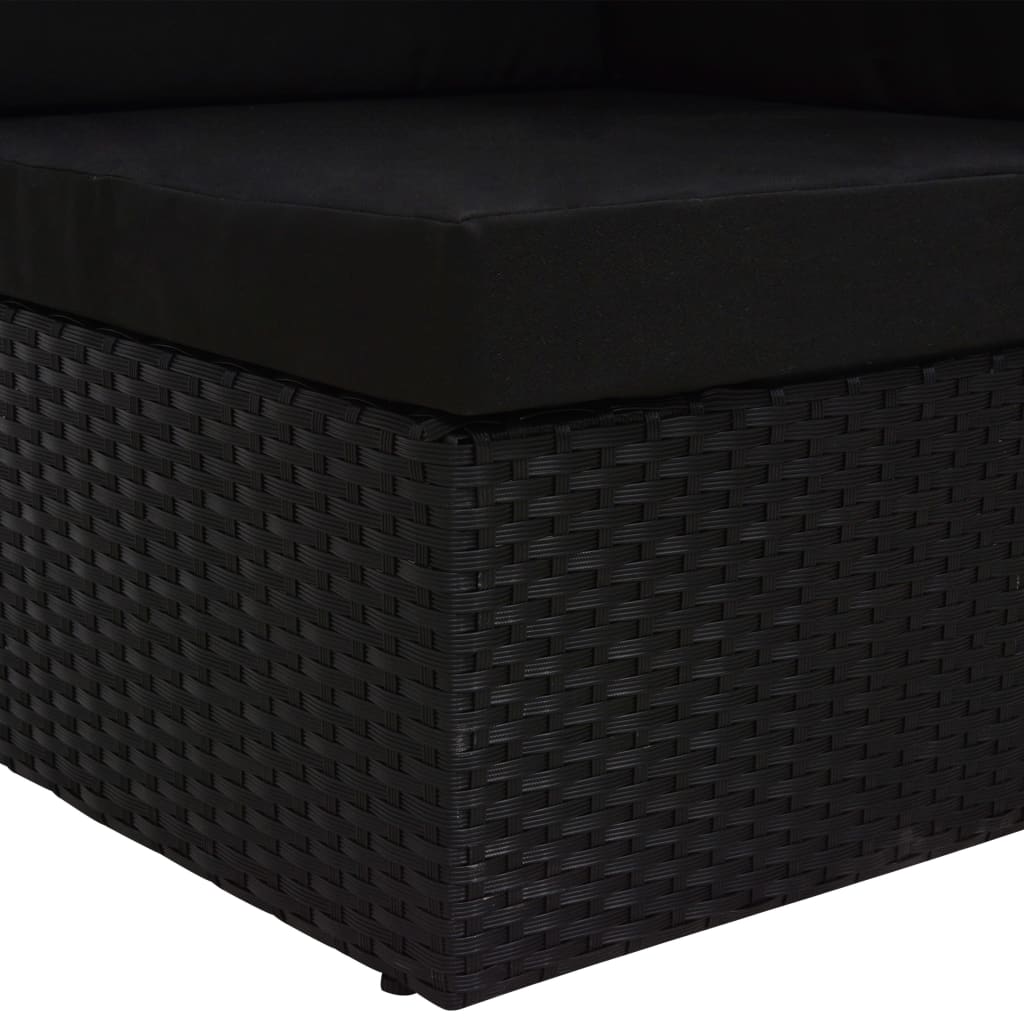 vidaXL Modulinė kampinė sofa, juodos spalvos, poliratanas
