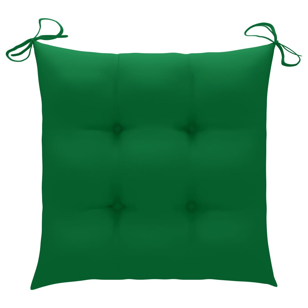 vidaXL Supama kėdė su žalia pagalvėle, tikmedžio masyvas