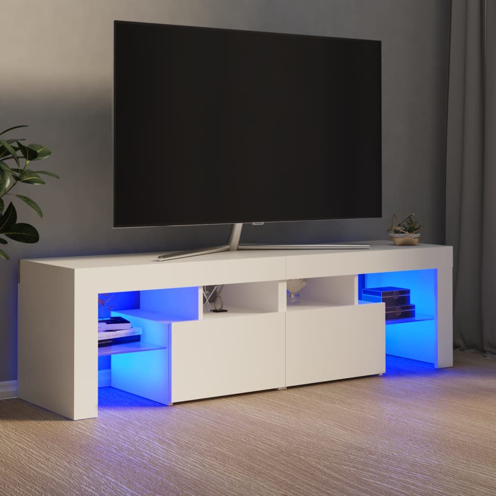 vidaXL Televizoriaus spintelė su LED apšvietimu, balta, 140x36,5x40cm
