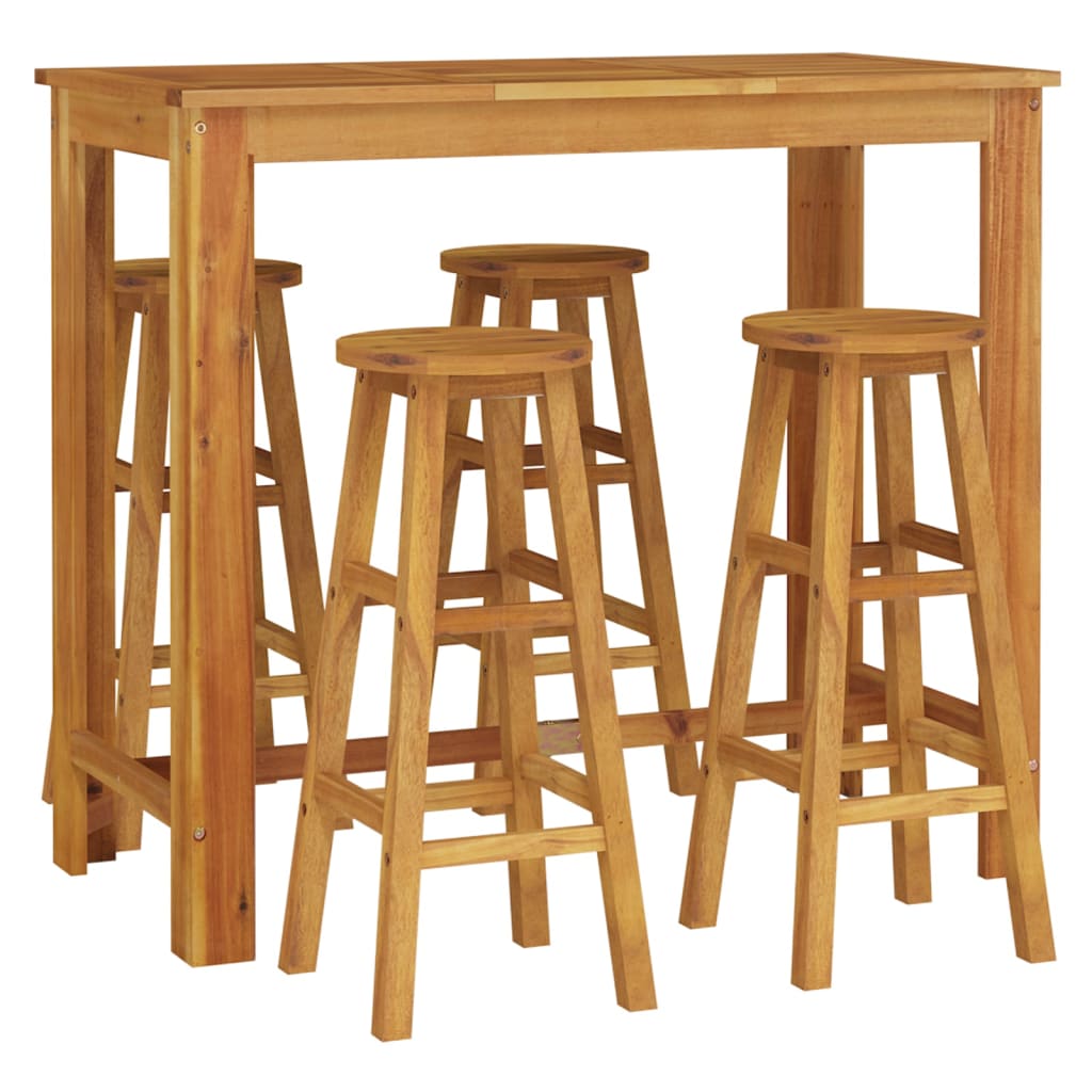 vidaXL Sodo baro baldų komplektas, 5 dalių, akacijos medienos masyvas