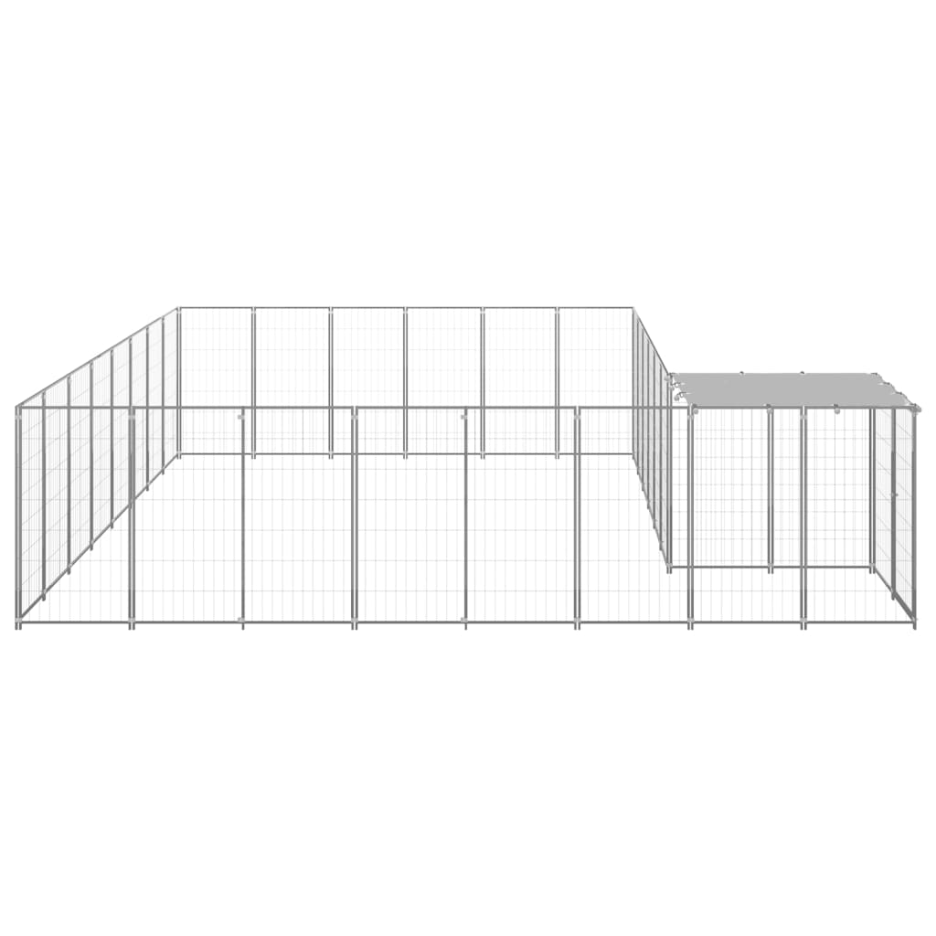 vidaXL Voljeras šunims, sidabrinės spalvos, 15,73 m², plienas