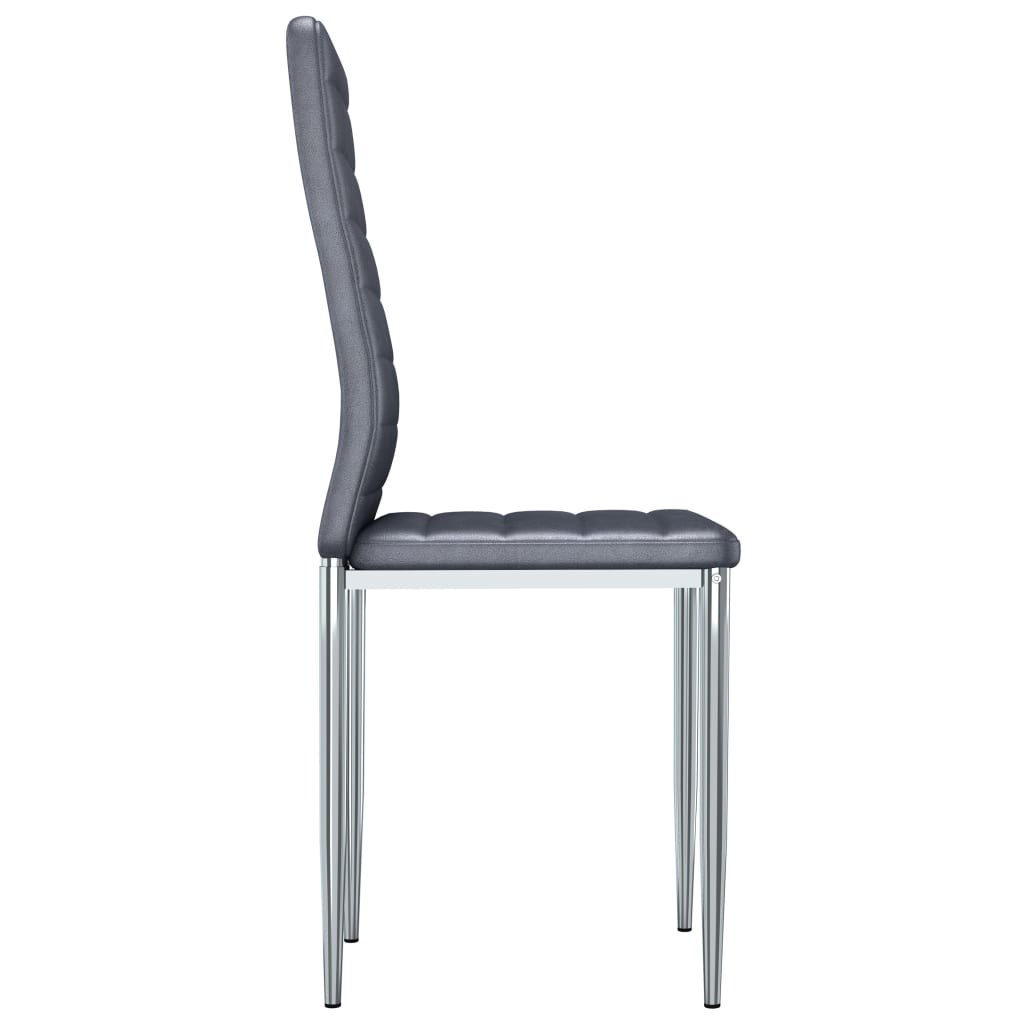 vidaXL Valgomojo kėdės, 4vnt., pilkos spalvos, dirbtinė versta oda