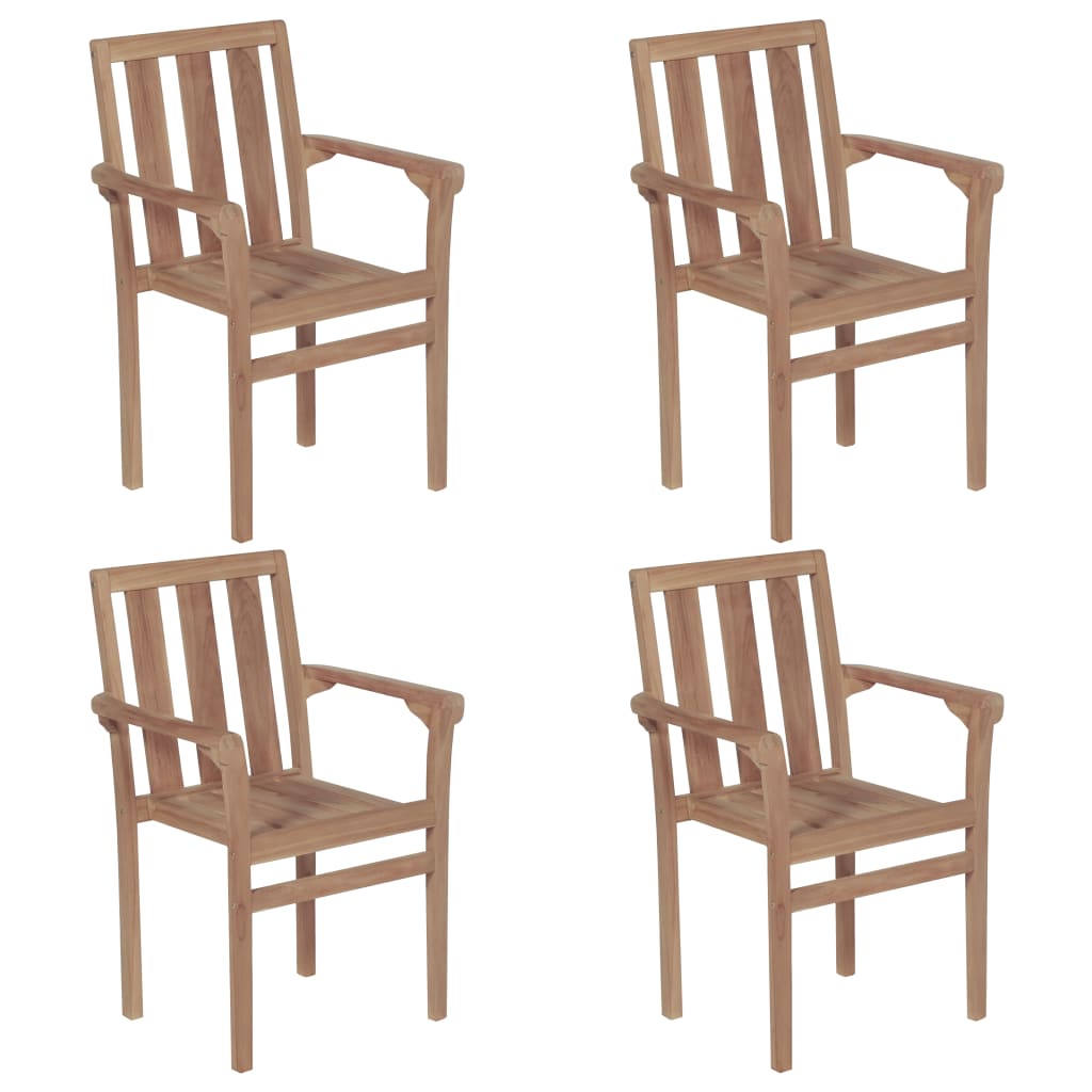 vidaXL Sudedamos sodo kėdės, 4vnt., tikmedžio medienos masyvas