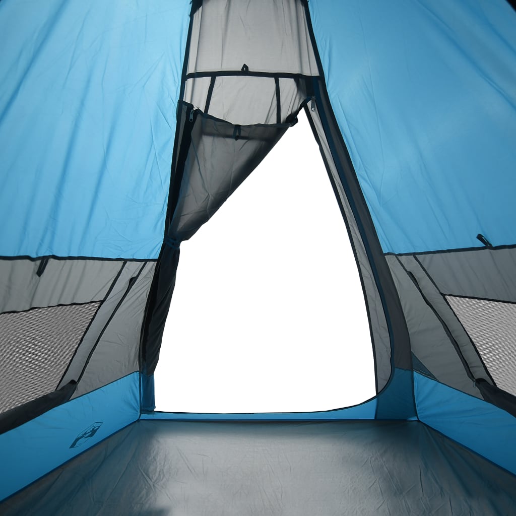 vidaXL Stovyklavimo palapinė, mėlyna, septynvietė, tipi dizaino