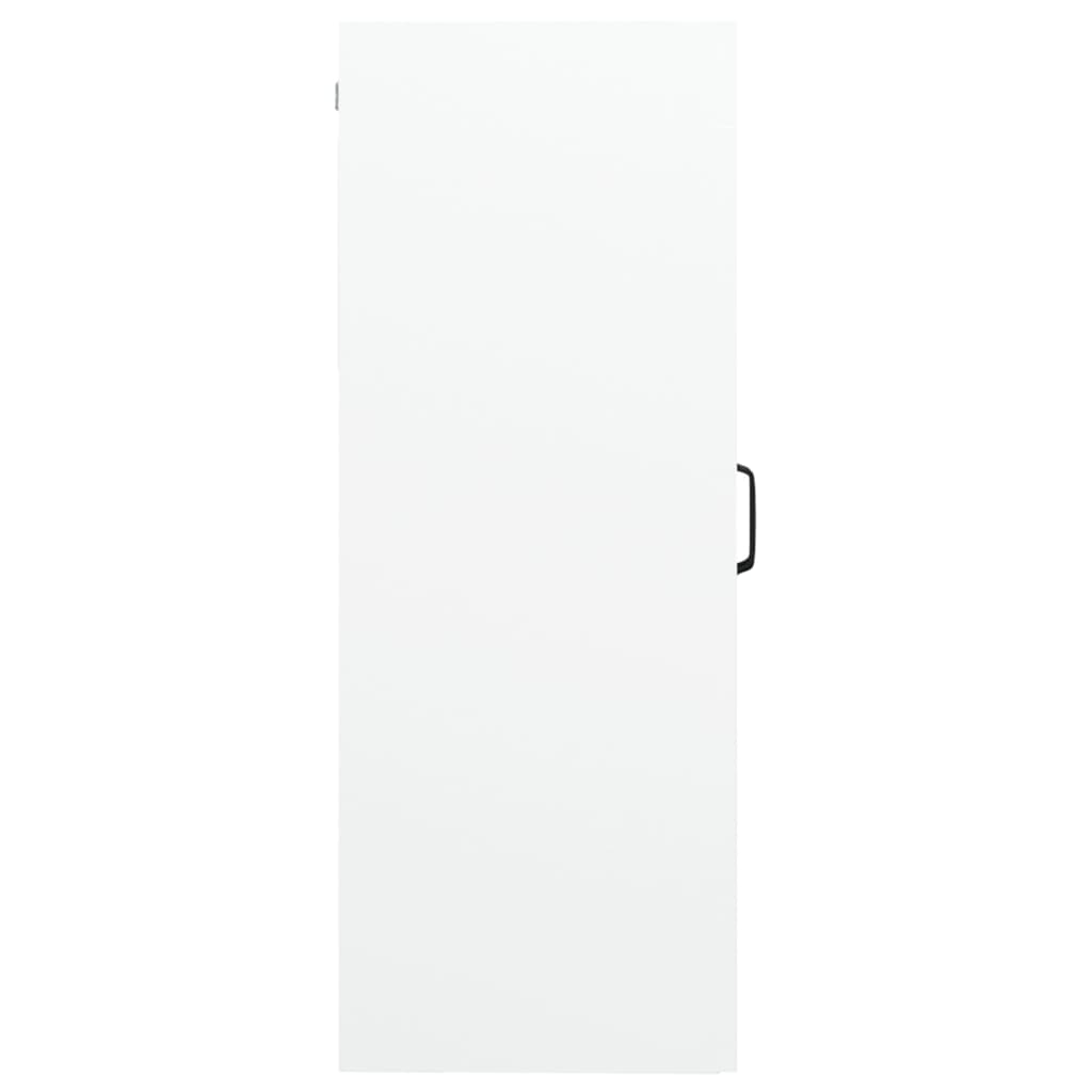vidaXL Pakabinama sieninė spintelė, balta, 69,5x34x90cm, blizgi