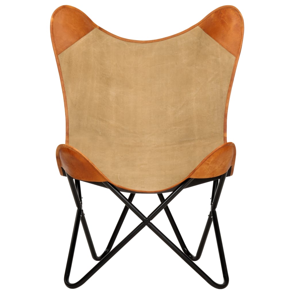 vidaXL Išskleidžiama kėdė, rudos spalvos, tikra oda ir audinys