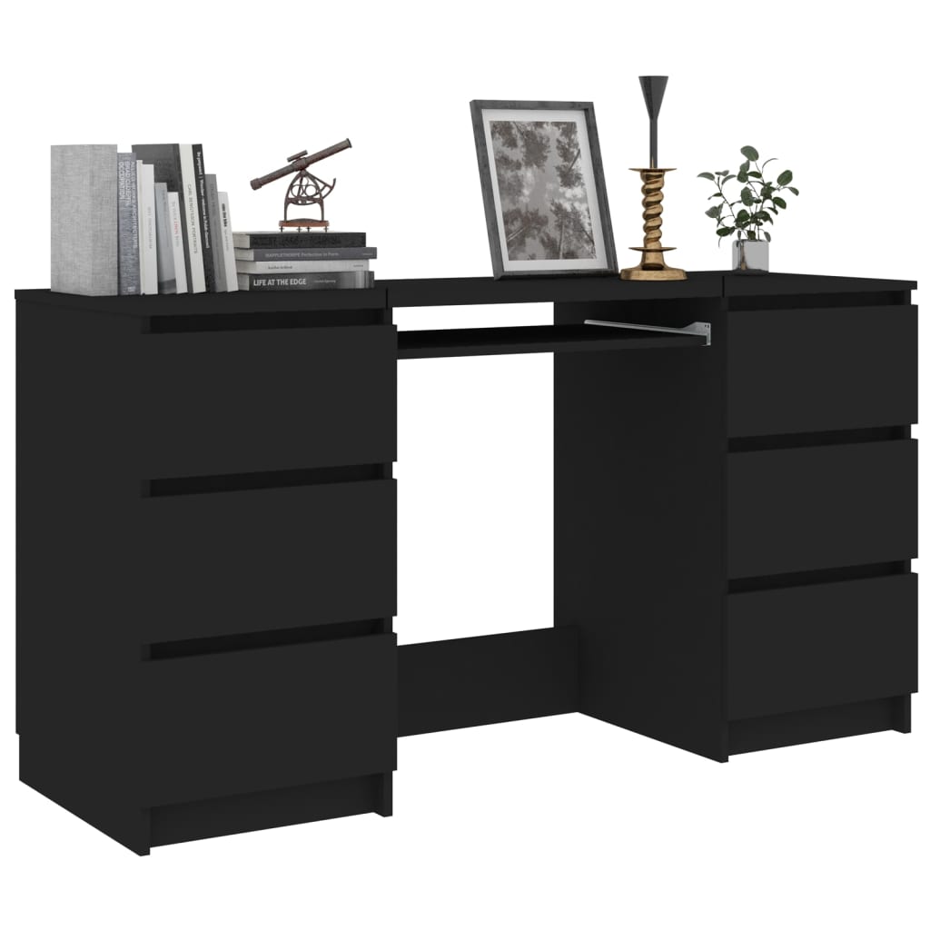 vidaXL Rašomasis stalas, juodos spalvos, 140x50x77cm, apdirbta mediena