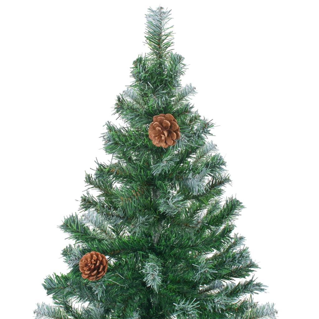 vidaXL Dirbtinė apšviesta Kalėdų eglutė su pušies kankorėžiais, 180cm