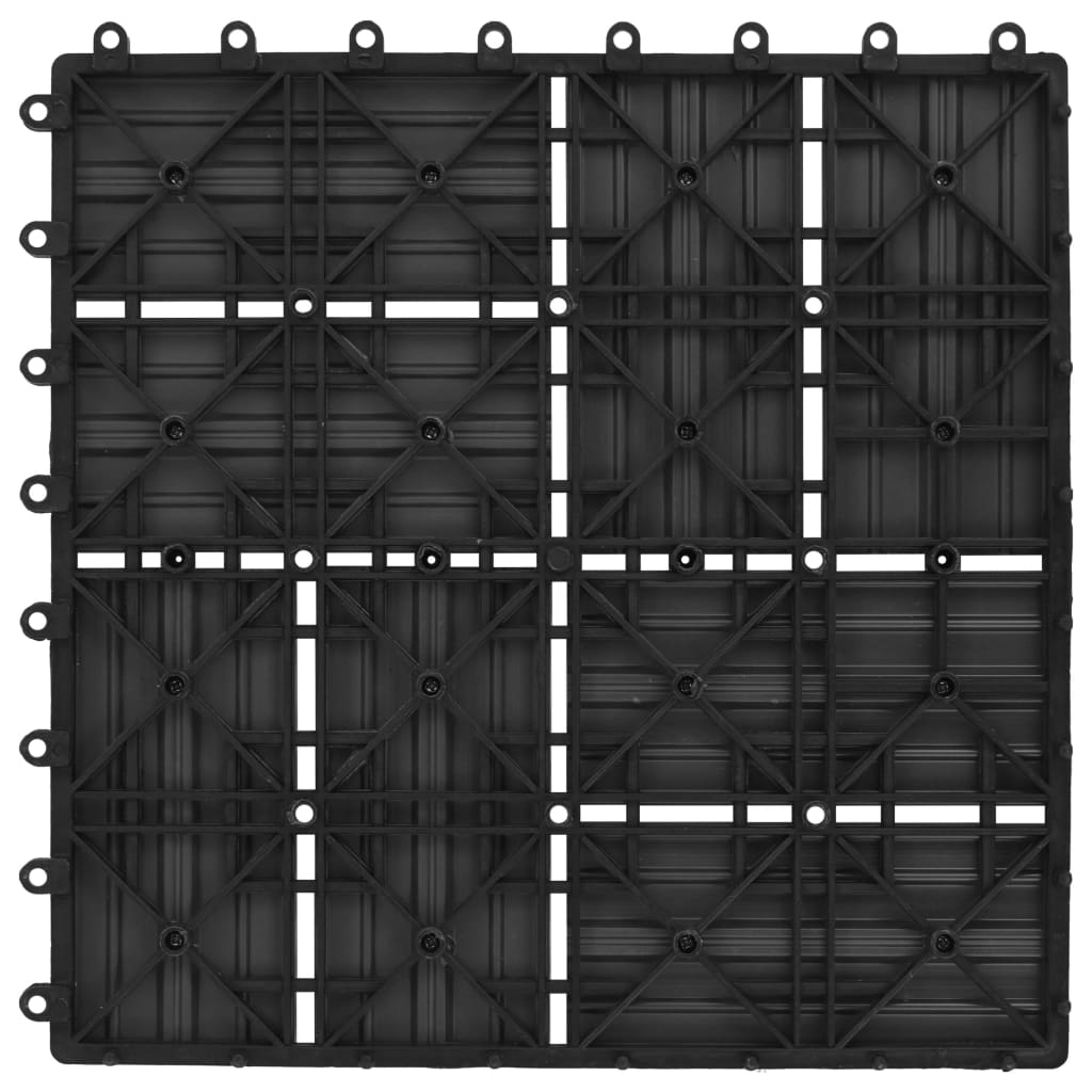 vidaXL Grindų plytelės, 22 vnt., juodos sp., 30x30 cm, 2m², WPC