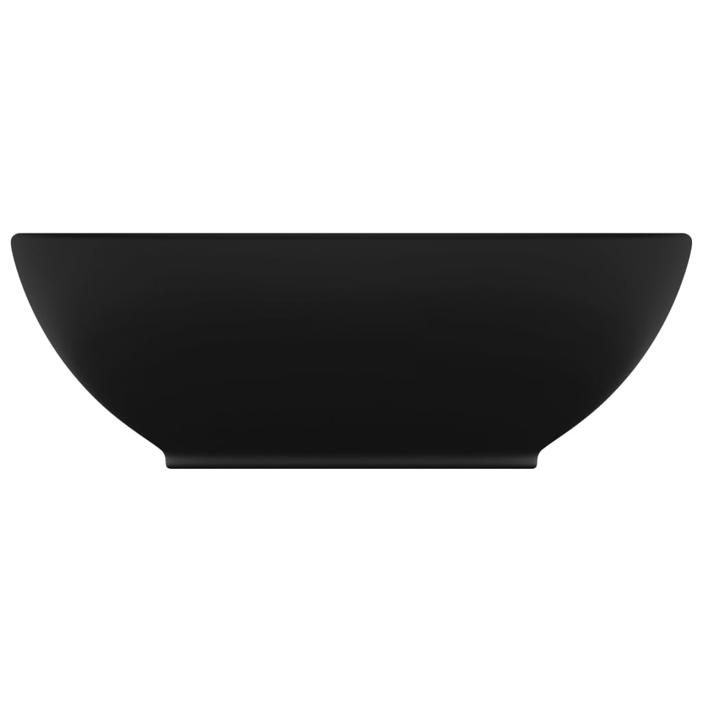 vidaXL Prabangus praustuvas, matinis juodas, 40x33cm, keramika, ovalus