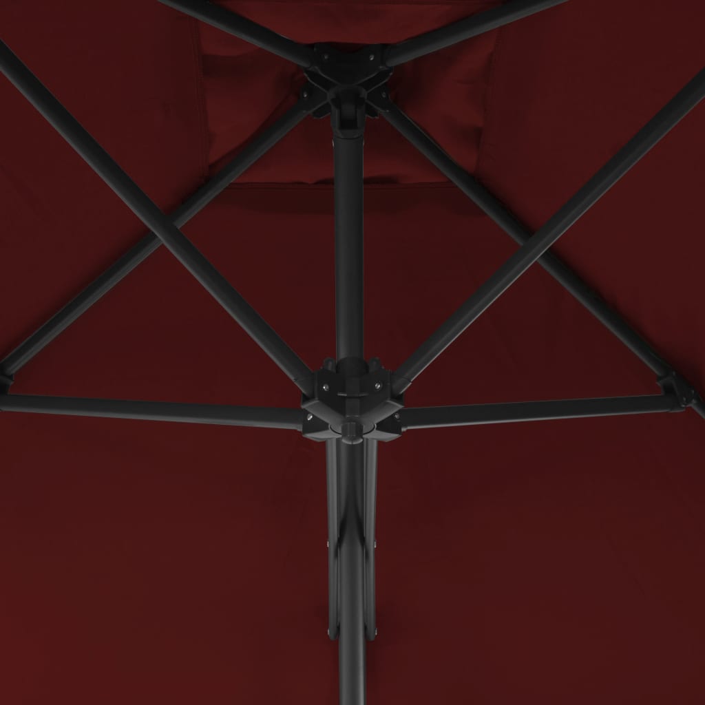 vidaXL Lauko skėtis su plieniniu stulpu, tamsiai raudonas, 300x230cm