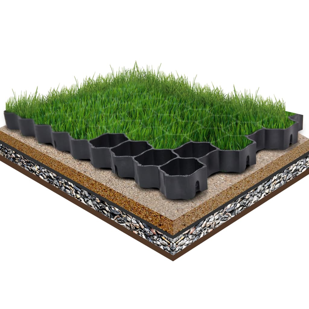 vidaXL Žolės-vejos koriai, 16vnt., juodi, 60x40x3cm, plastikas