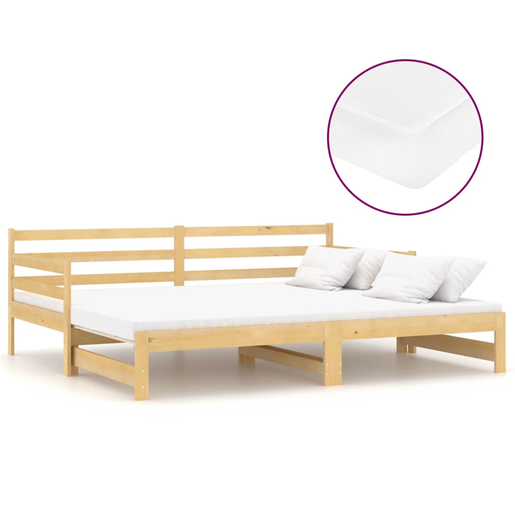 vidaXL Ištraukiama lova, 2x(90x200)cm, pušies medienos masyvas