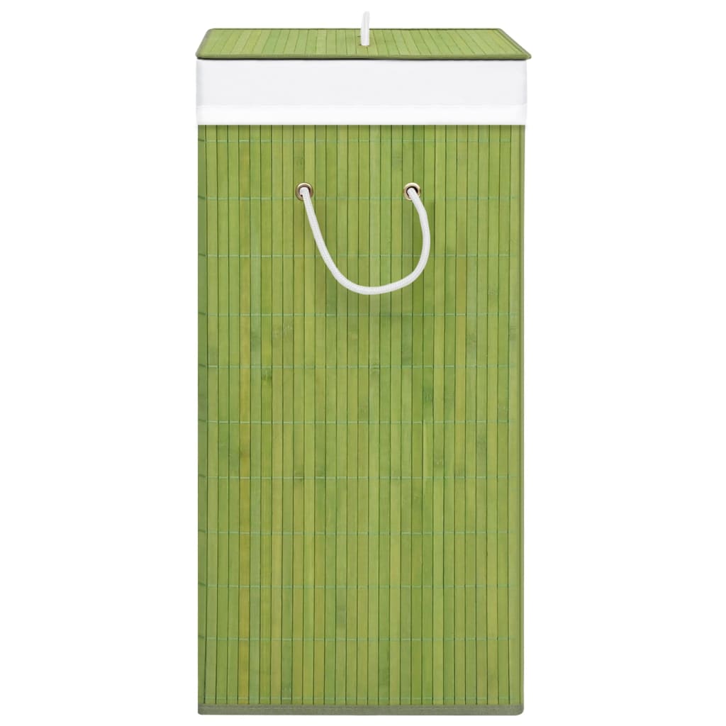 vidaXL Skalbinių krepšys su 2 skyriais, žalios spalvos, bambukas, 72l