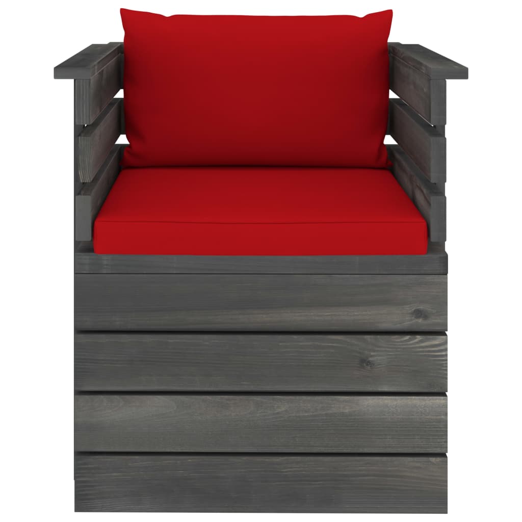 vidaXL Sodo krėslas su pagalvėlėmis , pušies mediena (315417+315058)