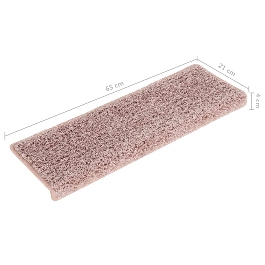 vidaXL Laiptų kilimėliai, 15vnt., baltos ir rožinės spalvos, 65x21x4cm
