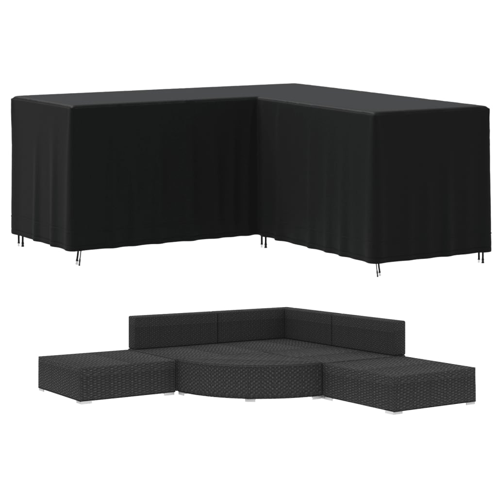 vidaXL L formos sofos uždangalas, juodas, 215x215x80cm, 420D oksfordas