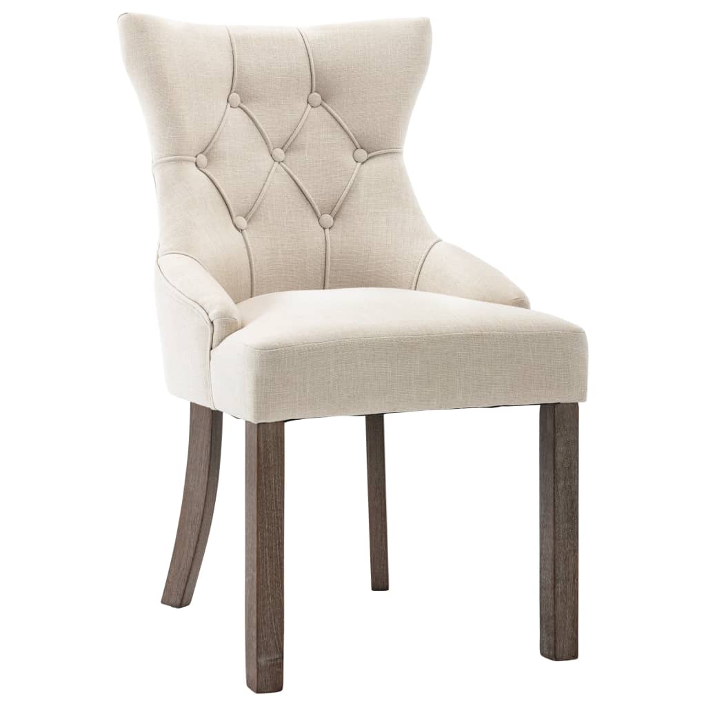 vidaXL Valgomojo kėdės, 2vnt., smėlio spalvos, audinys