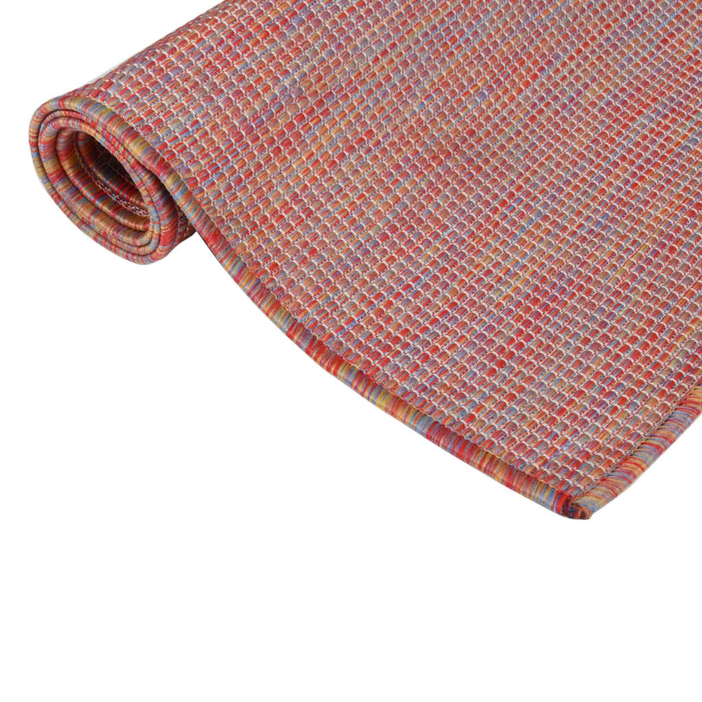 vidaXL Lauko kilimėlis, raudonos spalvos, 80x250cm, plokščio pynimo