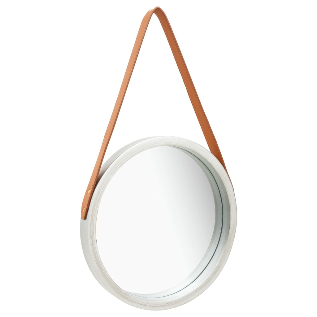 vidaXL Sieninis veidrodis su dirželiu, sidabrinės spalvos, 40cm