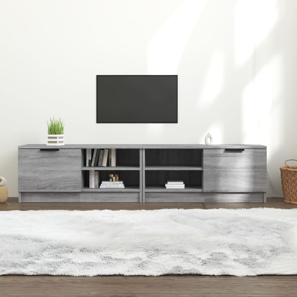 vidaXL Televizoriaus spintelės, 2vnt., pilkos, 80x35x36,5cm, mediena